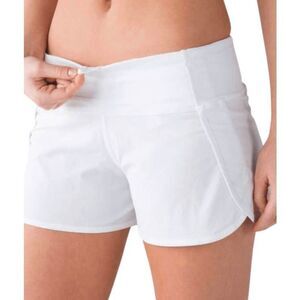 LULULEMON ATHLETICA Run Times Short '2-Way Stretch 4" In White Size 8